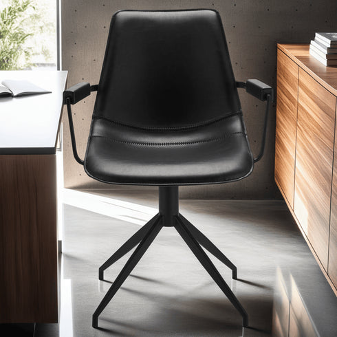 Set of 2 Black Dining Chairs with Armrests Isabel